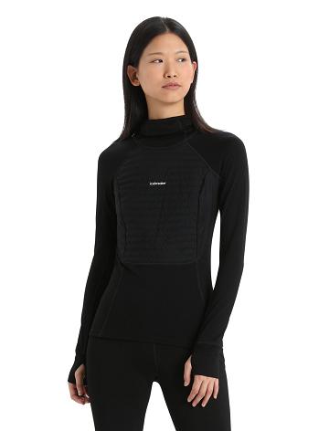 Black Icebreaker ZoneKnit™ Merino Insulated Long Sleeve Hoodie Women's One Piece & Sets | AU 1802TCEV